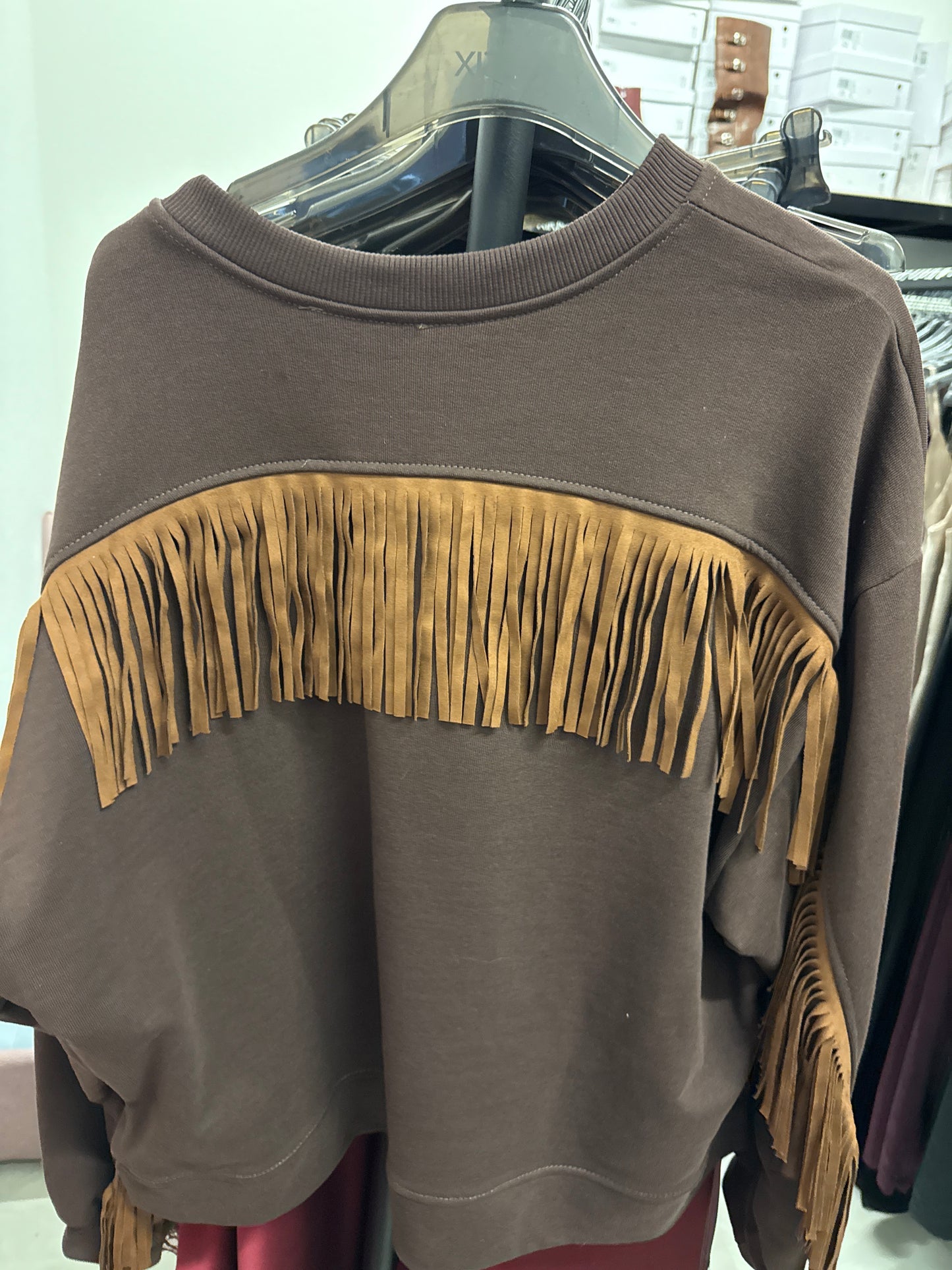 Pullover Felpa mit Fransen