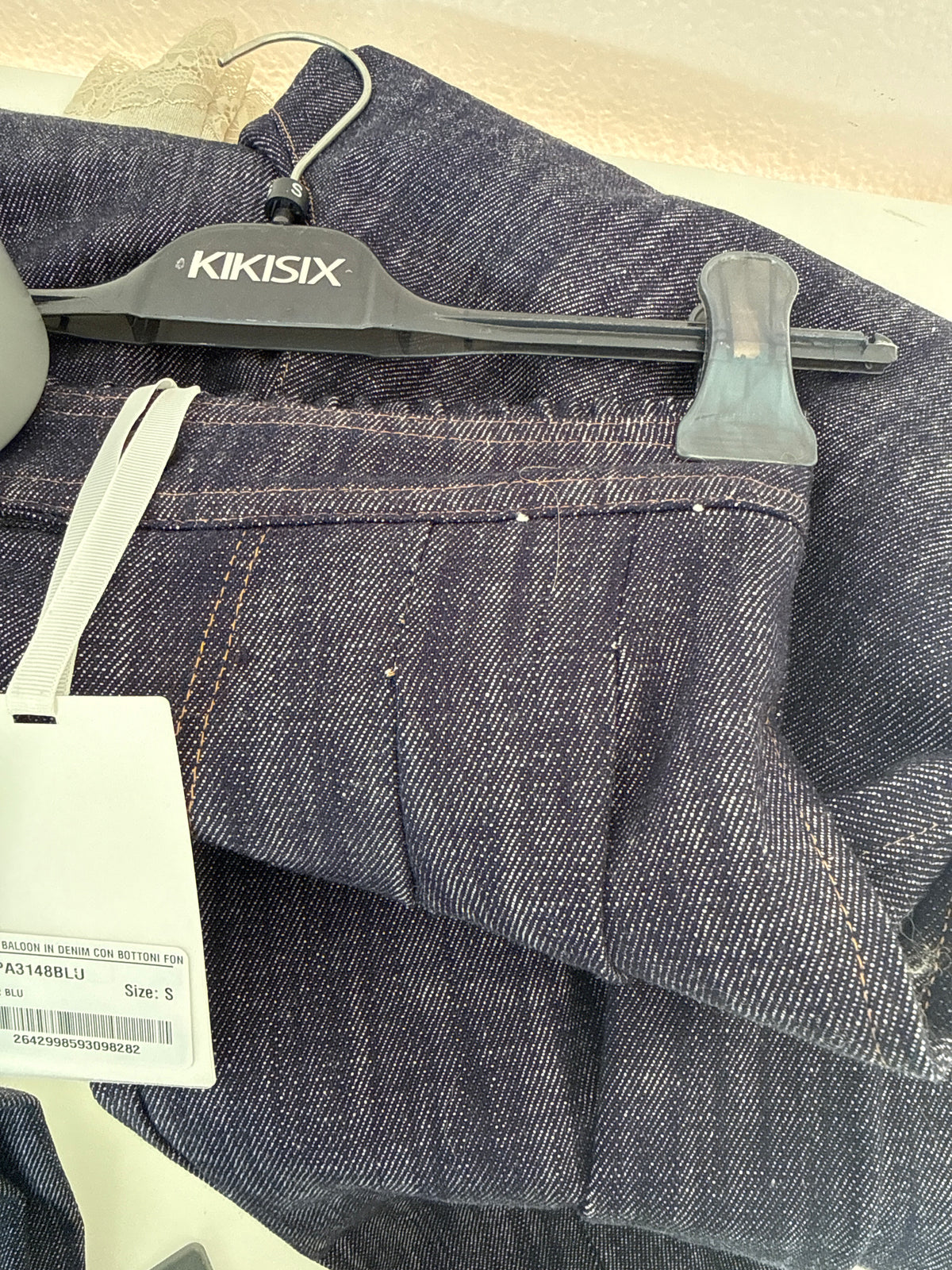Panta balloon in denim con bottoni